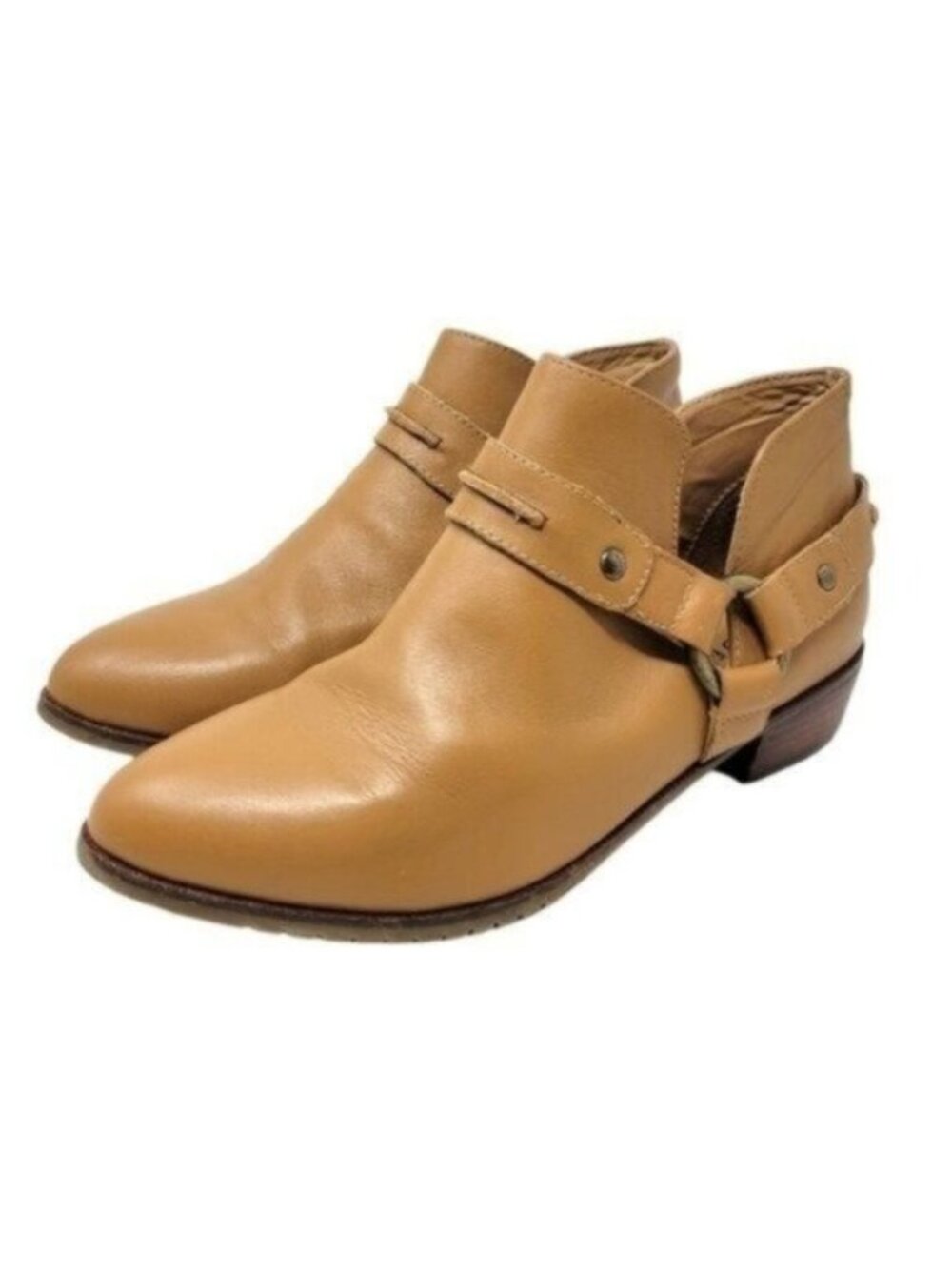 KDB Kelsi Dagger | Leather Buckle Slip on Boot Tan Brown